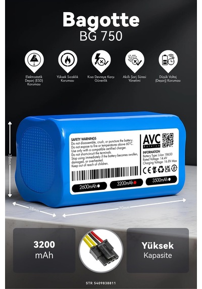 Bagotte Bg750 3200mah Robot Süpürge Bataryası D.k