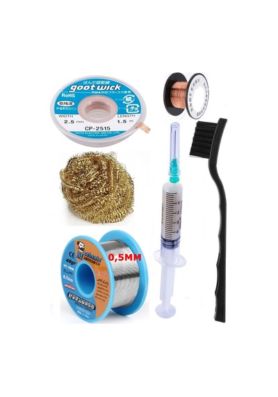 Mechanic/ Lehim 40g 0,5mm Havya Ucu Temizleme Teli Lehim Toplama Cp-2515 Emme Teli 2,5mm Lehimleme Set03