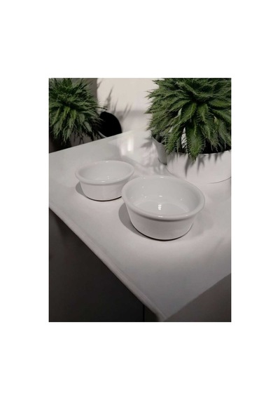 Köpek Su Ve Mama Kabı - Seramik Beyaz Kase - 2'li - Büyük Irk - 19cm - 2 1000ml