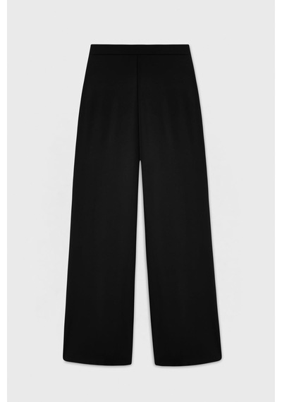 Sateen Bol Paça Pantolon - Siyah-137469