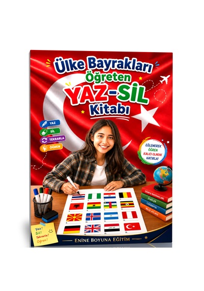 Ülke Bayrakları Öğreten Yaz-sil Kitabı