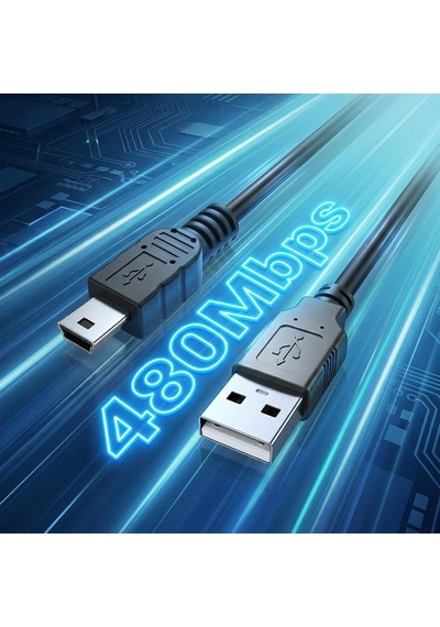 Mini Usb To Usb Şarj Ve Data Kablosu 1.5 Metre - Usb 2.0 Veri + Şarj - Usb-a'dan Mini Usb-b'ye 5 Pin - Dijital/aksiyon/araç Kamerası, Gps, Mp3/mp4, Ps3 Kolu Uyumlu - Tak Çalıştır