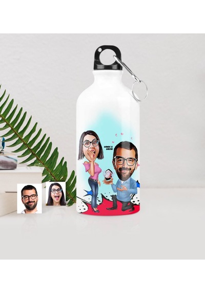 Kişiye Özel Evlilik Teklifi Karikatürlü Metal Suluk 500 Ml. - 1