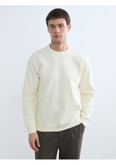 Lcw Vision Bej Bisiklet Yaka Erkek Kalın Sweatshirt