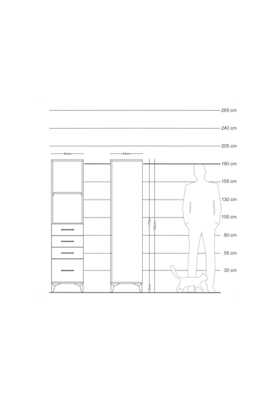 Hyperion Dolap 2 Raflı 4 Çekmeceli 44x44x182 Aytaşı-çam Aytaşı