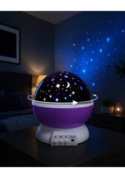 Astraltech Yıldız Projeksiyon Lambası Döner Başlıklı Renkli 15 Cm Çok Renkli