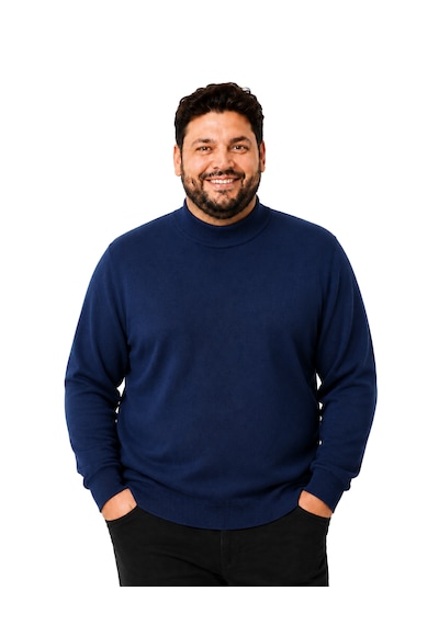 Battalmoda Erkek Büyük Beden Koyu İndigo Yarım Balıkçı Pamuklu Kazak 3xl-4xl-5xl-6xl Koyu Indigo