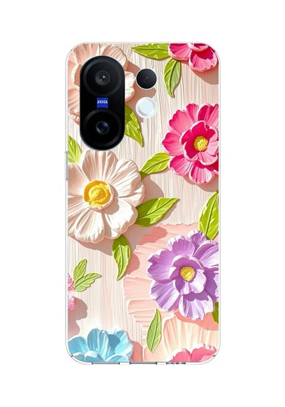 Vivo X200 Fe Uyumlu Renkli Çiçek Bahçesi Baskılı Silikon Kılıf