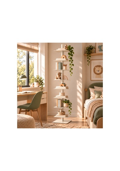 Axis 8 Raflı Metal Kitaplık Modern Tasarım Dikey Dekoratif Kitaplık Krem - 935176049 Krem