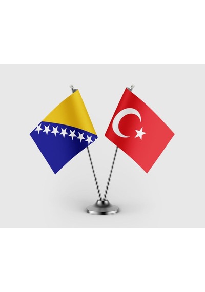 Bosna Hersek Bayrağı Türk Bayrağı İkili Saten Masa Bayrağı Takımı Diğer