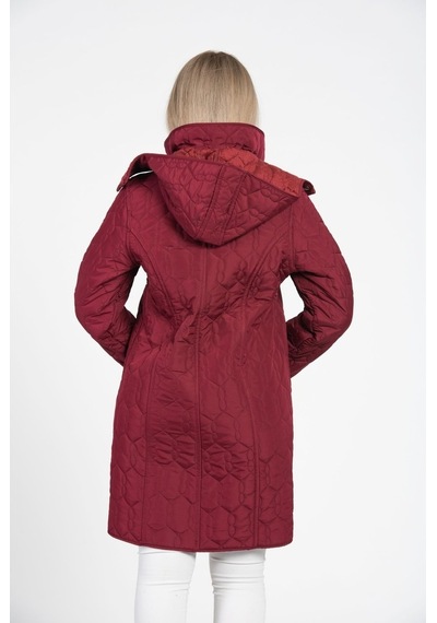 Vetre Kadın Kapitone Mont (95 Cm) Bordo Büyük Beden 1016 Çok Renkli
