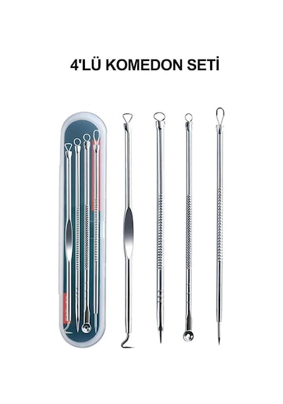 Siyah Nokta Temizleme Aleti Sivilce Akne Siyah Nokta Temizleyici 4'lü Set Komedon Paslanmaz Çel