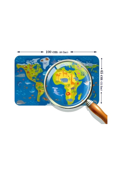 Eğitici Dünya Haritası Dünya Atlası Çocuk Ve Bebek Odası Duvar Sticker-60x105-3774 - Renkli Çok Renkli