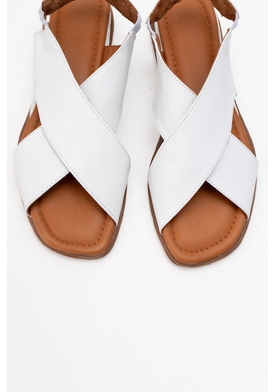 Luvishoes 706 Hakıkı Derı Beyaz Cılt Kadın Sandalet Beyaz