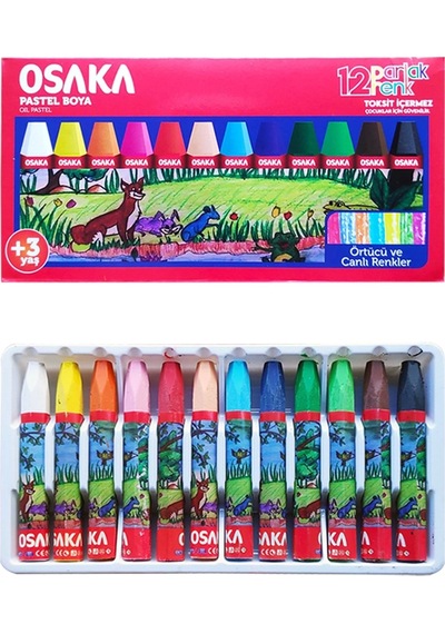Osaka Sulu Boya 12'li Pastel Boya 12'li Silka Kuru Boya 12'li Fixpoint Keçeli Kalem 12'li Okul Seti