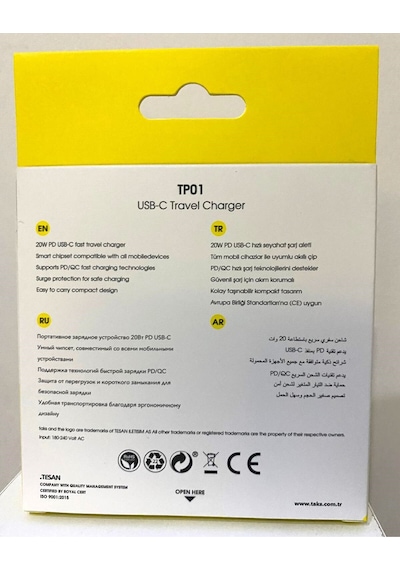 5tp01b Taks Tp01 20w Pd Usb-c Seyahat Hızlı Şarj Aleti Beyaz