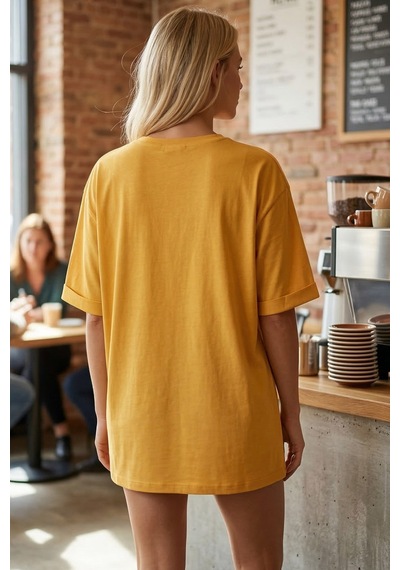 Armonika Kadın Sarı Yuvarlak Yaka Duble Kol Yanları Yırtmaçlı Pamuklu T-shirt Arm-26y137001 Armonika Kadın Sarı Yuvarlak Yaka Duble Kol Yanları Yırtmaçlı Pamuklu T-shirt Arm-26y137001