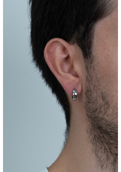 Bombeli Unisex Geniş Erkek Çelik Küpe Çifti 2 Renk 6 MM Mse7