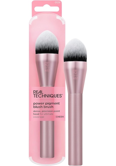 Real Techniques Power Pigment Allık Makyaj Fırçası, Sıvı Ve Krem Allık İçin Yanak Fırçası, Yoğun, Sentetik Kıllar, Hassas Uygulama İçin Benzersiz Sivri Şekil