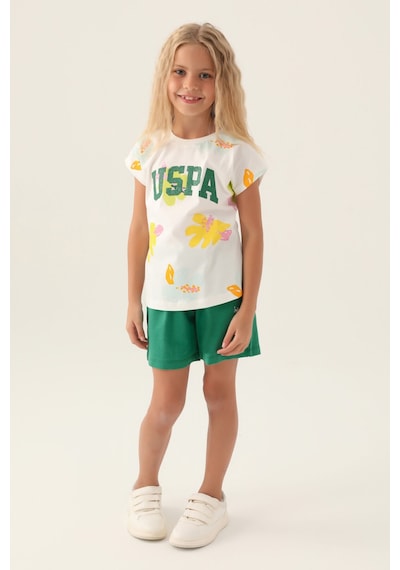 U.S. Polo Assn. Kız Çocuk Krem Şort Takım Us1843-c-v2 KREM