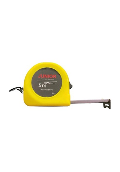 Metal Metre 5 M X 25 Mm Şerit Metre Beyaz Renk Düğmeli Ölçüm Ölçme Bükülebilir 0 - 300 MM