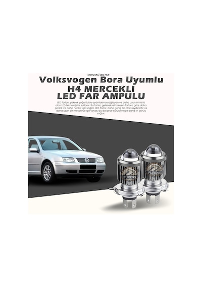 Vw Bora Uyumlu Mercek Led Xenon Uzun - Kısa Çift Renk Şimşek Etkili