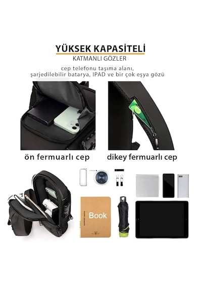 Newish Polo Uziko Çapraz Sırt Çantası-body Bag Usb Ve Kulaklık Çı Siyah
