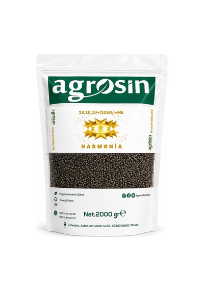 Agrosin Harmonia 10.10.10 + 10 So3 + Me Organomineral Granül Gübre 2 Kg