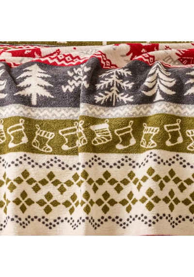 Soft Nordic Pamuklu Çift Kişilik Battaniye - Kırmızı / Yeşil - 200x220 Cm Çok Renkli