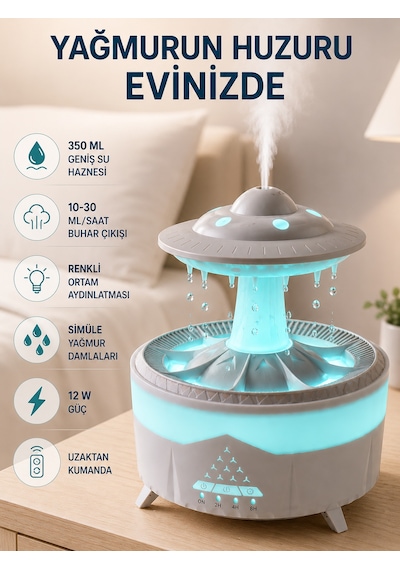Tek Ufo Yağmur Efektli Hava Nemlendirici 350 Ml Rgb Işıklı Uzaktan Kumandalı Najmaddin Diğer
