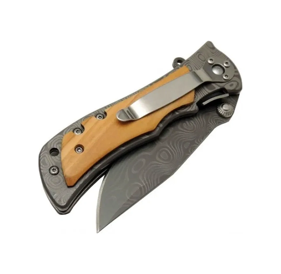 2-32 Damascus Kamp Çakı 20 Cm Manuel, Kemerlikli