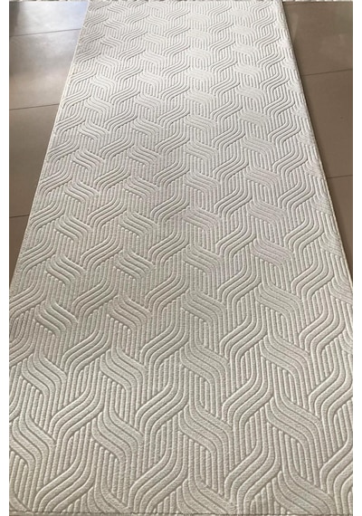 Lüle Halı Kaymaz Taban Halı Yolluk Kabartmalı Embos, Krem Emb553
