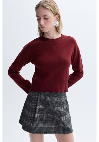 Mudo Kadın Kadın Bordo Loose Fit Bisiklet Yaka Kazak 1263228