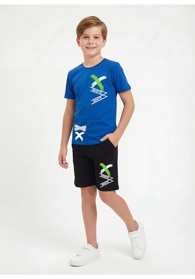 Panios Kids X White Baskı Detaylı Yuvarlak Yaka Yazlık Erkek Çocuk Alt Üst Takım Mavi Panios Kids X White Baskı Detaylı Yuvarlak Yaka Yazlık Erkek Çocuk Alt Üst Takım Mavi