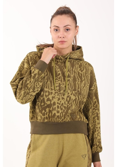 Maraton Sportswear Oversize Kadın Kapşonlu Uzun Kol Basic Yeşil Sweatshirt 21423-yeşil Yeşil
