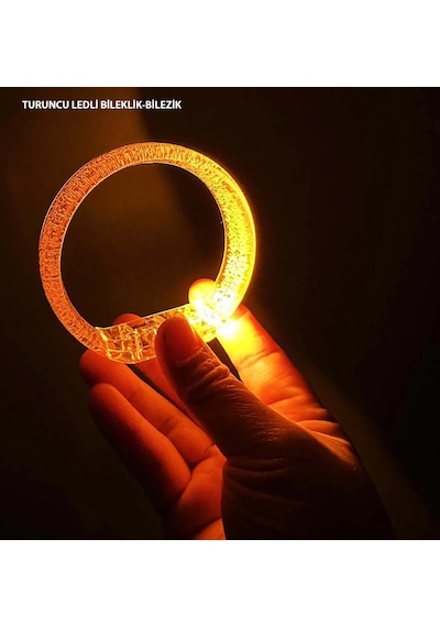 Turuncu Led Işıklı Baskı Yapılabilen Pilli Bileklik Bilezik 1,5 Cm Genişlik "