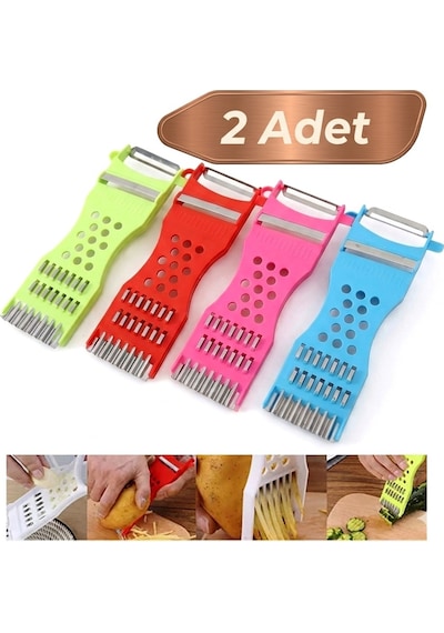 2 Adet 5 Fonksiyonlu Pratik Soyacak Mini Soyucu Dilimleyici Rende Sebze Doğrayıcı Çok Amaçlı Soyucu Çok Renkli