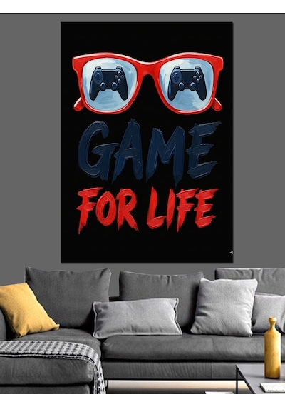 Karizma Tablo Kırmızı Gözlüklü Gamer Posteri Dekoratif Kanvas - Mdf Ahşap Tablo