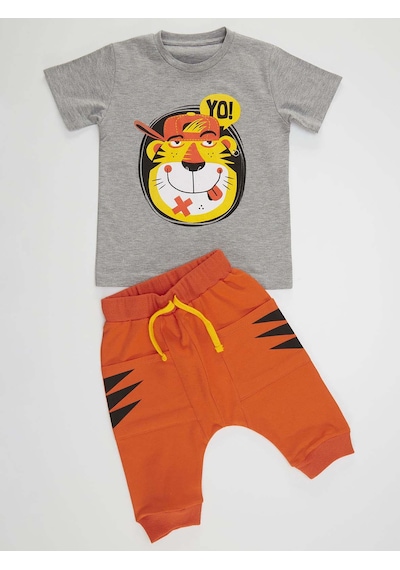 Yo Kaplan Erkek Çocuk T-shirt Kapri Şort Takım