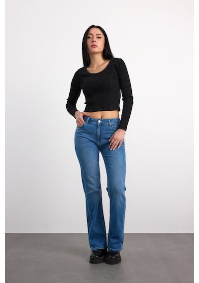 24326-73603 Kadın Boot Cut Mıd Denim Waıst 24326-73603 Buz Mavi