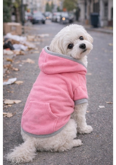 Pembe Basic Kalın Polar Köpek Ceketi 7-14 Kg'ya Uygun