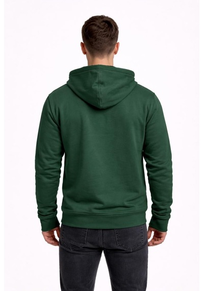 Axxel Erkek Haki 2 İplik Fermuarlı Kapüşonlu Sweatshirt-w1084 Haki