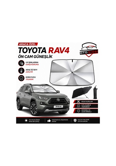 Toyota Rav4 Şemsiye Tip Ön Cam Güneşliği Katlanabilir Uv Korumalı Araç Cam Güneşlik