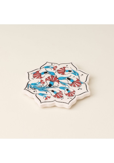 Yıldız Bardak Altlğı - Mavi / Kırmızı - 11 Cm Çok Renkli