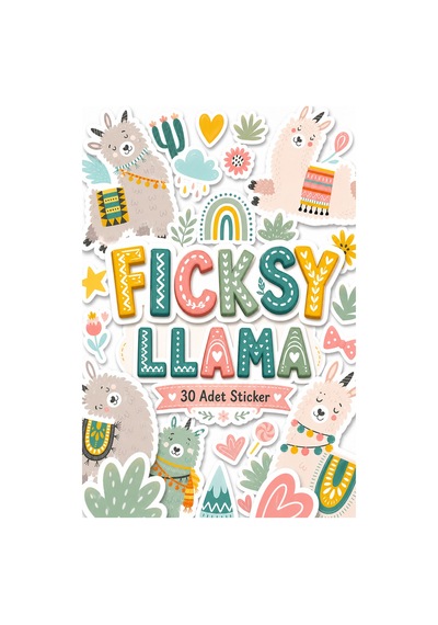 Sevimli Lama Sticker Seti - 30 Adet Etiket Çıkartma Diğer