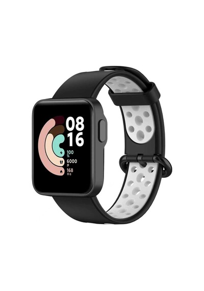 Ekılıf - Xiaomi Redmi Watch 2 Lite Uyumlu - Kordon Silikon Kordon Krd-02 - Siyah-beyaz