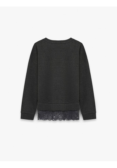Koton Uzun Kollu Bisiklet Yaka Dantel Detaylı Sweatshirt Antrasit 6sak40070ek Koton Uzun Kollu Bisiklet Yaka Dantel Detaylı Sweatshirt Antrasit 6sak40070ek