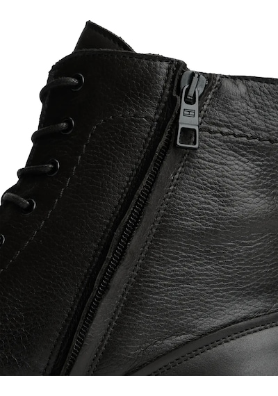 Tommy Hilfiger Corporate Hilfiger Lth Zip Boot Siyah Erkek Bot