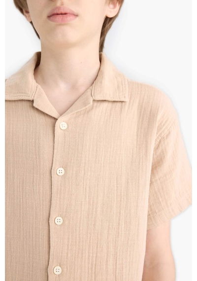 DeFacto Erkek Çocuk Oversize Geniş Kalıp Polo Yaka Müslin Kısa Kollu Gömlek W3239A625HSBG732