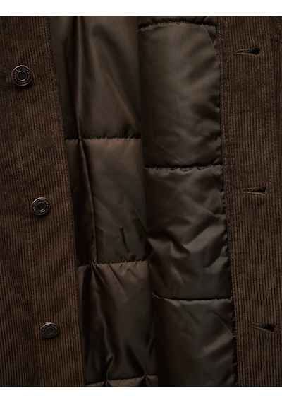Koton Slim Fit Peluş Yaka Fitilli Kadife Kışlık Ceket Kahverengi 6wam20078hw